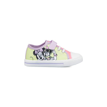 Sneakers primi passi gialle e lilla da bambina con stampa Minnie, Scarpe Bambini, SKU s331500040, Immagine 0